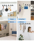 4 Pack Wall Hooks Set, Heavy Duty Metal Coat Hangers In Black, Wall Mounted With Screws, used in kitchen, living room, bedroom, bathroom.