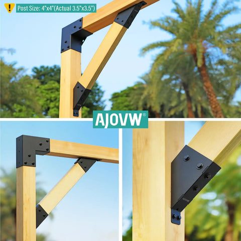 Four Piece 45 Degree Angle Bracket For 2x4 Wood Posts With 1.5x3.5 Actual Size Built To Last Heavy Duty Support Brackets For Gazebos Pergolas Decks Garages Sheds Treehouses And More