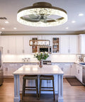 Slick Low Profile Ceiling Fan With Lights And Remote, 19.7 Inch Coffee Gold Finish, installed in a modern kitchen.