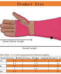 Size chart for Long Leather Gardening Gloves For Women With Rose Pruning Design Heat Resistant Heavy Duty Work Gloves Pink Medium