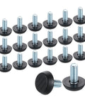 Fifty Piece Adjustable Furniture Feet Set With Five Sixteenth Inch Thread Galvanized Iron Screw On Levelers Black Finish