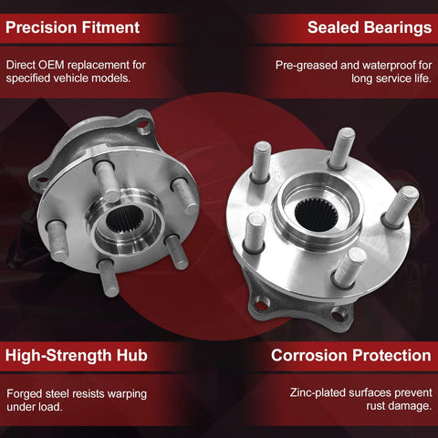 Two Piece Rear Wheel Bearing And Hub Assembly 5 Lug Set Fits Scion FR S Toyota 86 GR86 Subaru Outback Forester Impreza Legacy Crosstrek WRX 2008-2020 Replacement with precision fitment and corrosion protection features.