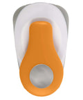 Small Circle Lever Punch 0.6 Inch For Cards And Scrapbooks, White And Orange, Space Saving Craft Tool With Locking Lever, top view