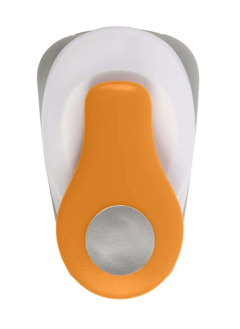 Small Circle Lever Punch 0.6 Inch For Cards And Scrapbooks, White And Orange, Space Saving Craft Tool With Locking Lever, top view
