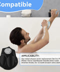 Matte Black 3-Piece Shower Knob Replacement Kit for Verve Tub Shower Handles shown next to a person using a bathtub