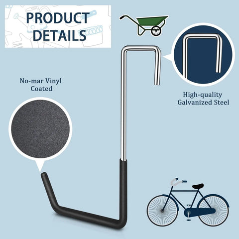 Image of a single black Six Pack Heavy Duty Rafter Hook for hanging, vinyl-coated galvanized steel, for bikes, ladders, garage storage.