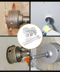9 Piece Concrete Hole Saw Kit Heavy Duty With Tungsten Steel Core Bits in use on concrete and tiles