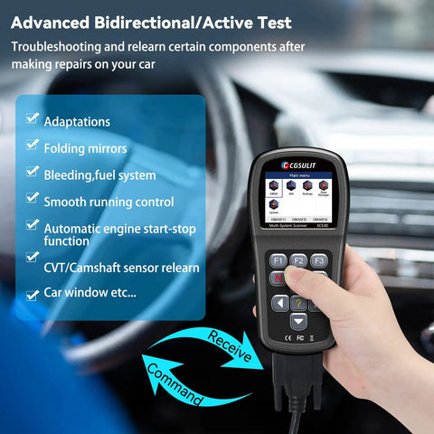 Person using Full System OBD2 Diagnostic Scanner For Chevy And GMC BiDirectional Scan Tool With 30 Plus Special Functions in car