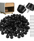 120 Sets Screw-On Rubber Feet For Cutting Boards, Furniture Legs, And Appliances Anti-Slip Plastic Bumpers shown with screws