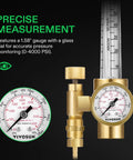 VIVOSUN argon/CO2 regulator, front view, brass body with dual gauges (CGA580 inlet).
