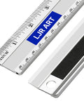 Close-up of 12 Inch Aluminum Ruler With Dual Inch And Metric Scales, Precise Markings, Lightweight Straight Edge for drafting and design