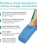 Sock Aid Easy On Easy Off Assist And Remover For Daily Living Helper With Patented Design No Bends Required No Sweat So Socks Go On And Off With Ease For Limited Mobility Recovery Seniors And Caregivers, 47.2-inch strap