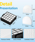 Replacement Filter Set for POWERDETECT Upright Vacuums AZ4002 AZ4000 AZ4000C AZ4002W with HEPA, foam, and felt filter dimensions shown.