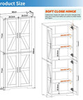 Diagram of Boss Black Wood Storage Cabinet With Four Doors And Adjustable Shelves showing dimensions and hinge details.