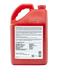 Rear label of D4 Synthetic Automatic Transmission Fluid, Dexron III II compatible, 1 gallon red container with product details.