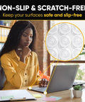 Clear Silicone Bumper Pads 0.5 Self Adhesive Jelly Button Cushions Cabinets with close-up of cushioning pads on table.