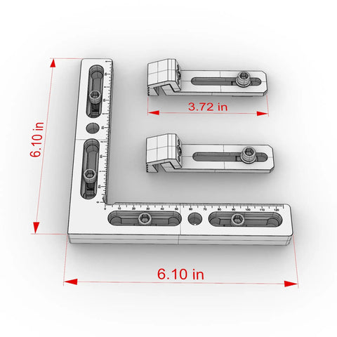 CNC Workpiece Positioning Rig For T Slot And Perforated Tables Side Clamp with dimensions 6.10x3.72 inches diagram