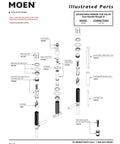 Exploded view diagram of Two-Handle Brass Roman Tub Valve for Three-Hole Install, M-Pact Compatible, showing parts and connections.