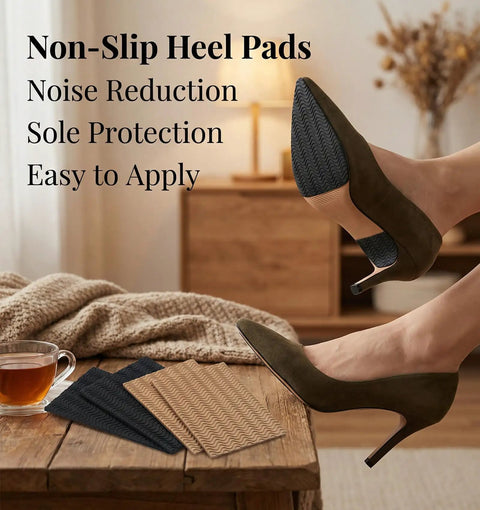 4 Pack Self Stick Shoe Sole Repair Pads Non Slip Heel Protectors for Men and Women Durable Rubber Replacement Pads in Black and Khaki Easy Peel and Stick Shoe Sole Care