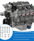 12 Piece M10-1.5 Engine Stand Bolt Kit For Gm Ls Motors Garage Tough Flange Mounting Hardware displayed with LS engine.