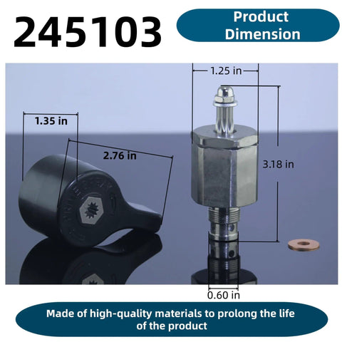 Product dimensions of Upgraded 245103 Prime Spray Valve Kit With Drain Valve for airless paint sprayers, metal and PTFE materials