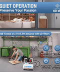 Ultra Quiet 60dB Oil Free Electric Air Compressor with 1 Gallon Steel Tank in woodworking garage setup