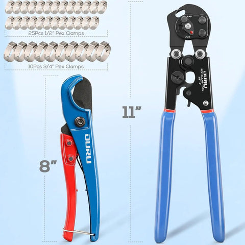 2 In 1 Ratchet PEX Crimping Tool With Cinch And Remove Function, Versatile PEX Crimper From Three Eighths Inch To One Inch