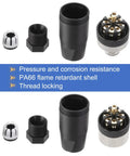 Components of Two Pack 8 Pin M12 Male Aviation Connector Wire Plugs A Coding 12mm Circular Sensor Connector Waterproof IP67