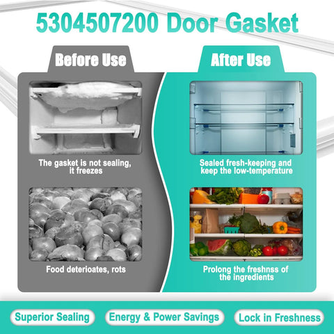 Freezer door gasket replacement, 30.7 x 60.2 inches; compatible with Frigidaire, Kenmore, and Electrolux