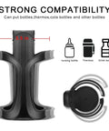 Universal Stroller Cup Holder With 360-Degree Swivel, Spill-Proof Bottle Holder showing strong compatibility and dimensions