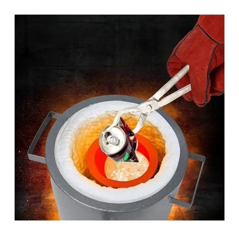 Person using tongs from All In One Home Metal Tool Kit With Stable Support Frame And Tongs For Safe, Easy Metalworking Projects