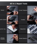 Ultimate 180 In 1 Ratchet Wrench Set With Precision Phillips And Torx Bits For Mobile Phone And Computer Repair, Plus Magnetic Screwdriver Kit showing phone repair tools