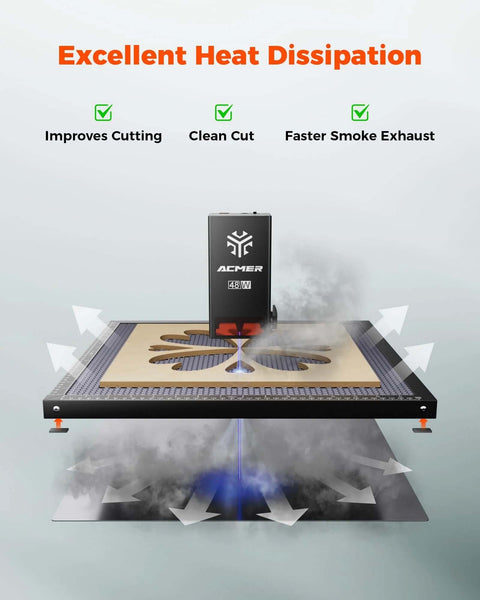 Front view of ACMER 300x300mm honeycomb laser bed with aluminum backing plate for diode CO2 laser engravers.