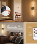 JTsupliight Battery Operated Wall Sconce 2 Pack, Type-C Rechargeable, Black with touch control and automatic shutoff timer.