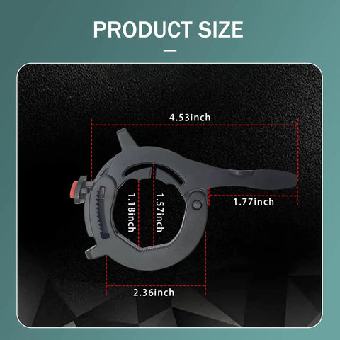Universal Motorcycle Throttle Cruise Control And Easy Push Boost Lock dimensions shown in inches on a black background.
