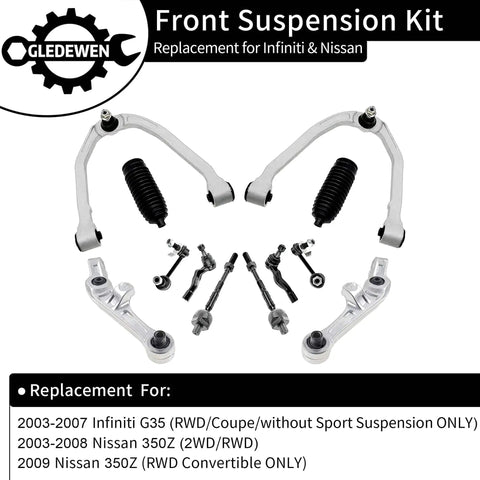 Complete Front Suspension Kit for 2003 to 2009 Infiniti G35 Coupe and Nissan 350Z Beef Up Your Ride With Front Control Arm Assembly