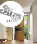 Three Piece 360 Degree Rotating Door Hinges Center Pivot Set with installed door, showing stainless steel finish