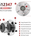 Pair Rear Wheel Bearing And Hub Assembly For Mazda 3 2004 To 2013 And Mazda 5 2006 To 2017 specifications illustration