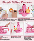 Blush Pink Button Maker Machine 58mm Pin Badge Press Tool With 30 Complete Sets And Sharp Cutter Plug And Play DIY Kit No Sweat Crafting Setup for creating custom badges.