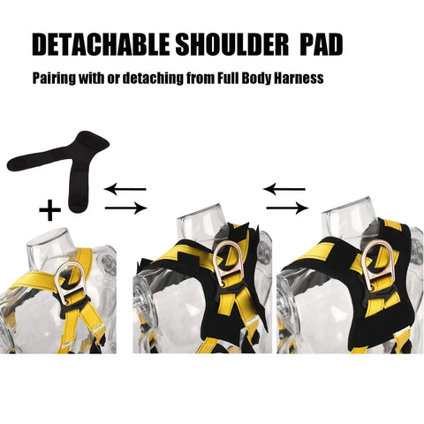 3D Rings Industrial Fall Protection Safety Harness with detachable shoulder pad and leg tongue buckles