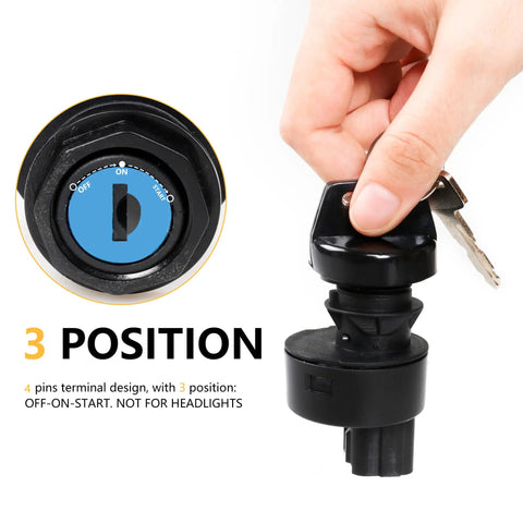 Ignition Key Switch For Ranger 1000 XP 1000 ATV UTV 4 Pin 3 Position Off Run Start Replacement Kit display with key insertion