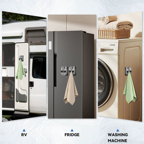 Magnetic Towel Hook Holder Set For Refrigerator And Kitchen Super Strong Magnets Keep Towels Secure Stainless Steel Dish Rag Hanger