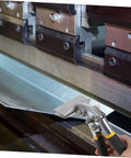 Manual Metal Bender Tool With 3 Inch Seaming Pliers clamping sheet metal under metal press