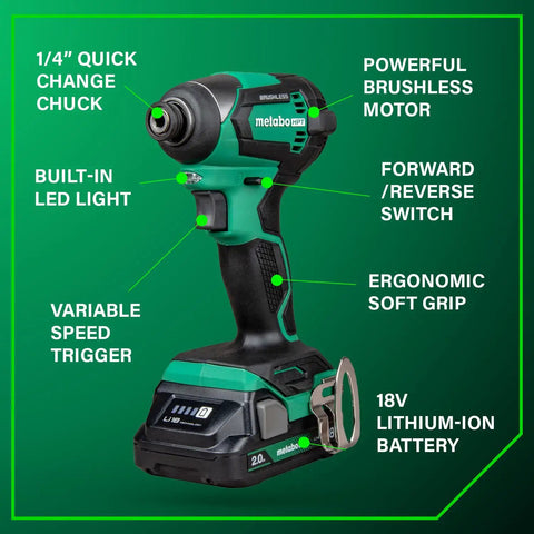 18V MultiVolt Brushless Impact Driver Kit With 2 Batteries Charger Quick Change Quarter Inch Chuck Compact High Torque