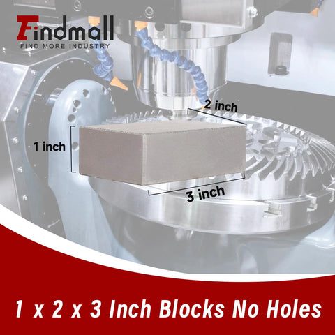 Findmall 1 x 2 x 3 inch hardened steel machinist block, gray metal, no holes (front view)
