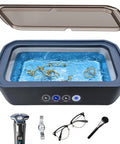 Beast Mode Ultrasonic Jewelry Cleaner 48KHz 22oz Upgraded 2025 Model with accessories like watches, glasses, and makeup brushes