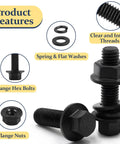 M8-1.25 Flange Bolt Kit 160-Piece With 8mm Bolts, Serrated Flange Nuts, Washers, Alloy Steel Black Oxide Finish, Full Thread