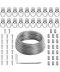Picture Hanging Kit With 100 Feet Stainless Steel Braided Wire 20 D Ring Hangers 20 Screws And Aluminum Sleeves For Easy Gallery Wall Setup
