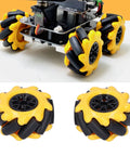 Jinlorion Mecanum wheel set for DIY robot cars; yellow and black rubber-coated omni wheels, two pairs