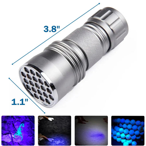 Ultraviolet Blacklight Flashlight 21 LED 380 Nm must have for detecting uranium glass currency documents art forgery pet stains